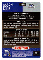 2002 Topps Total Aaron Cook #126 Rookie