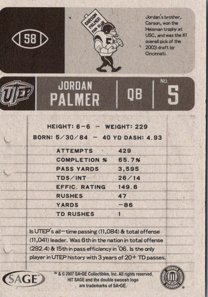 2007 SAGE HIT Jordan Palmer