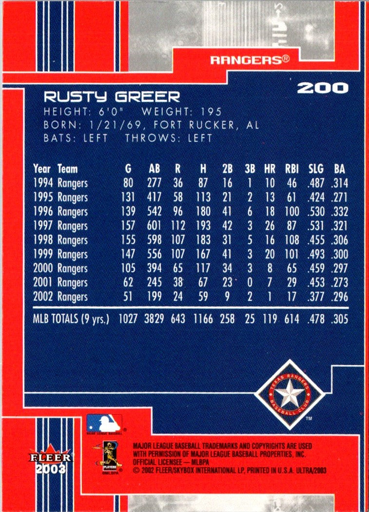 2003 Ultra Rusty Greer