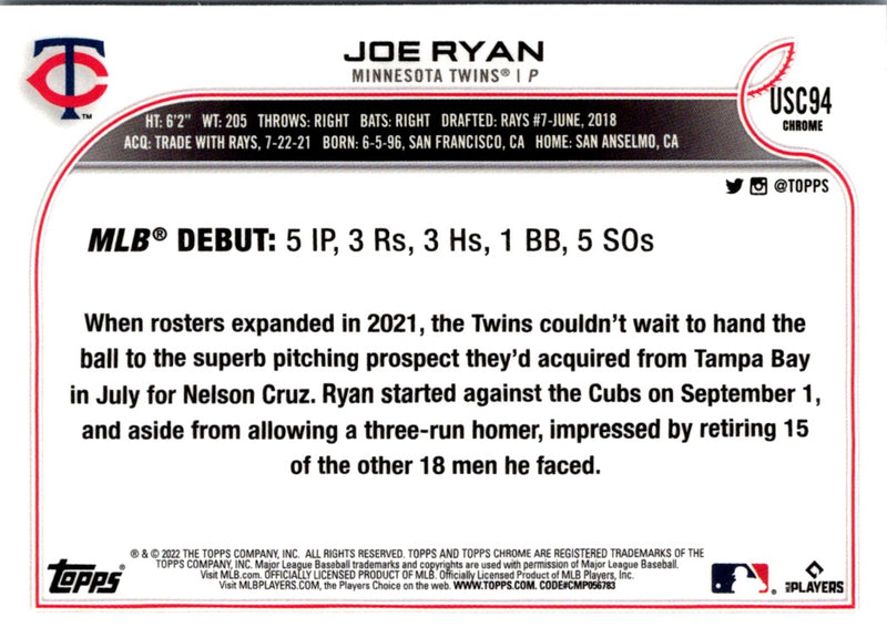 2022 Topps Chrome Update Joe Ryan