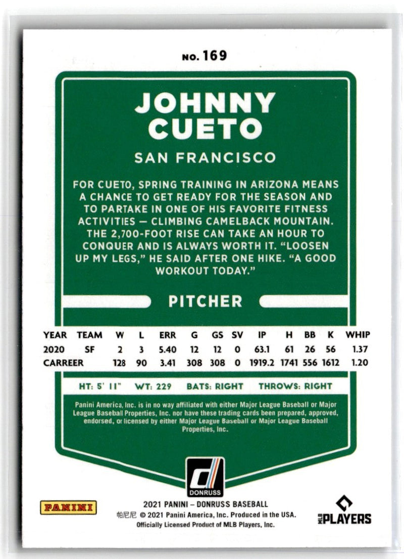 2021 Donruss Holo Blue Johnny Cueto