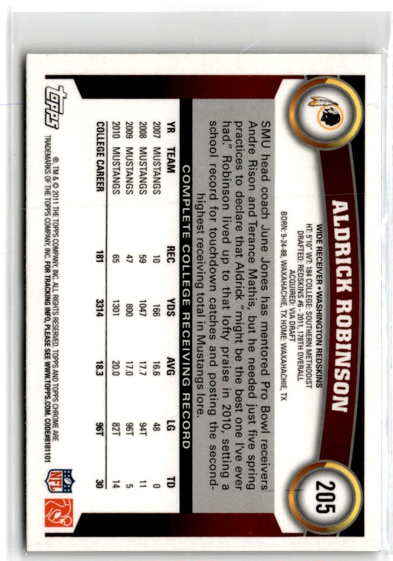 2011 Topps Chrome Orange Refractors Aldrick Robinson