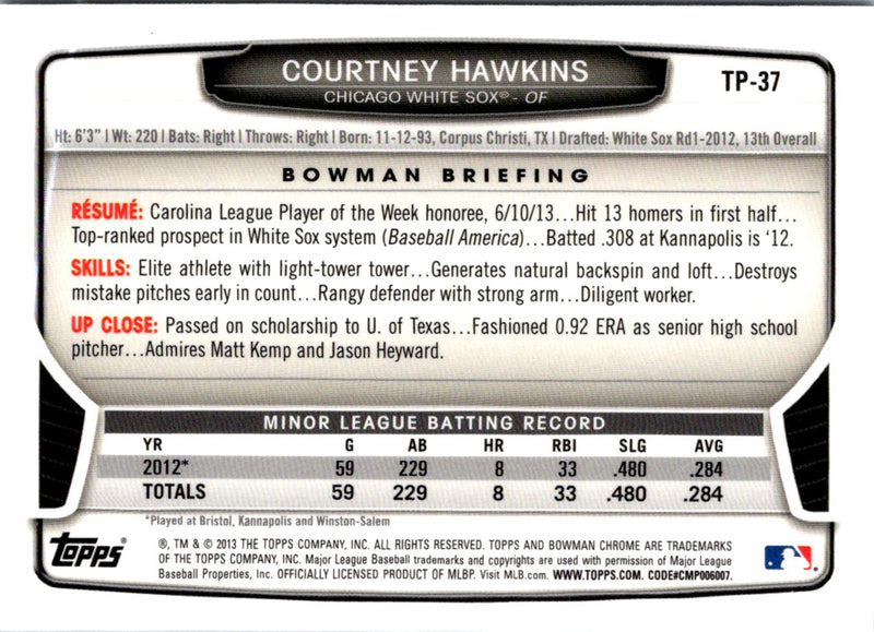 2013 Bowman Draft Picks & Prospects Chrome Top Courtney Hawkins