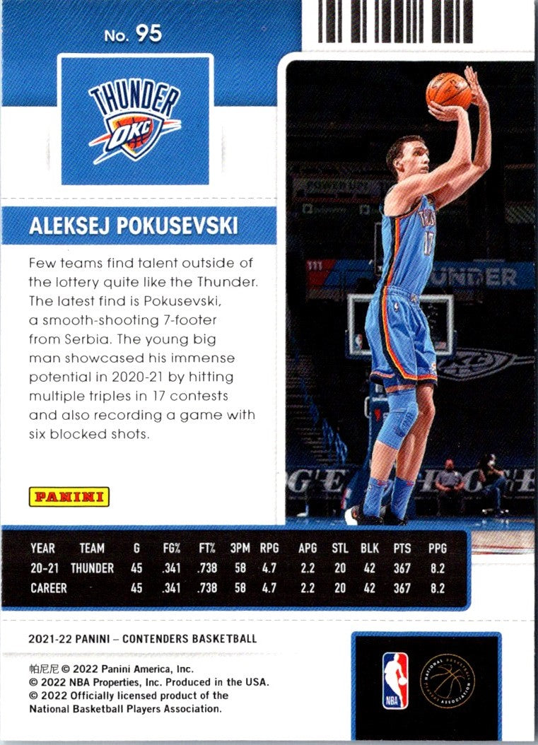 2021 Panini Contenders Ticket Aleksej Pokusevski