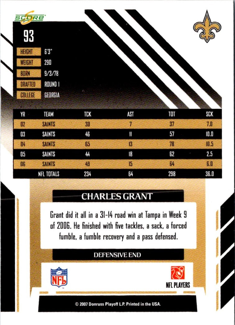 2007 Score Select Charles Grant