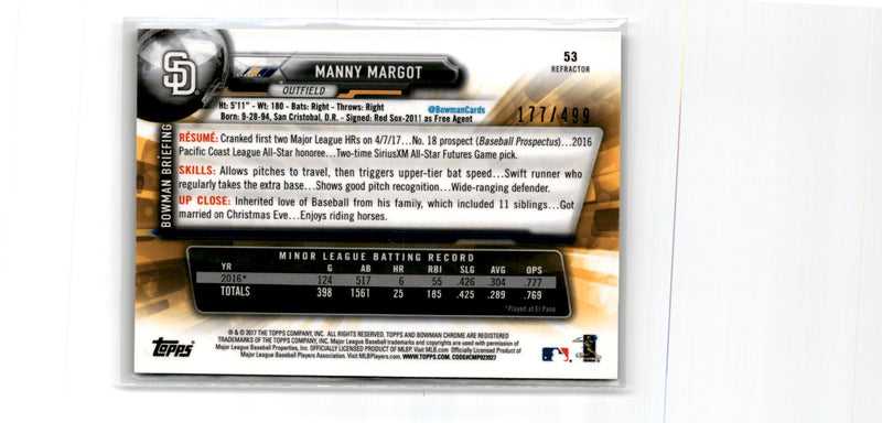 2017 Bowman Chrome Refractor Manny Margot