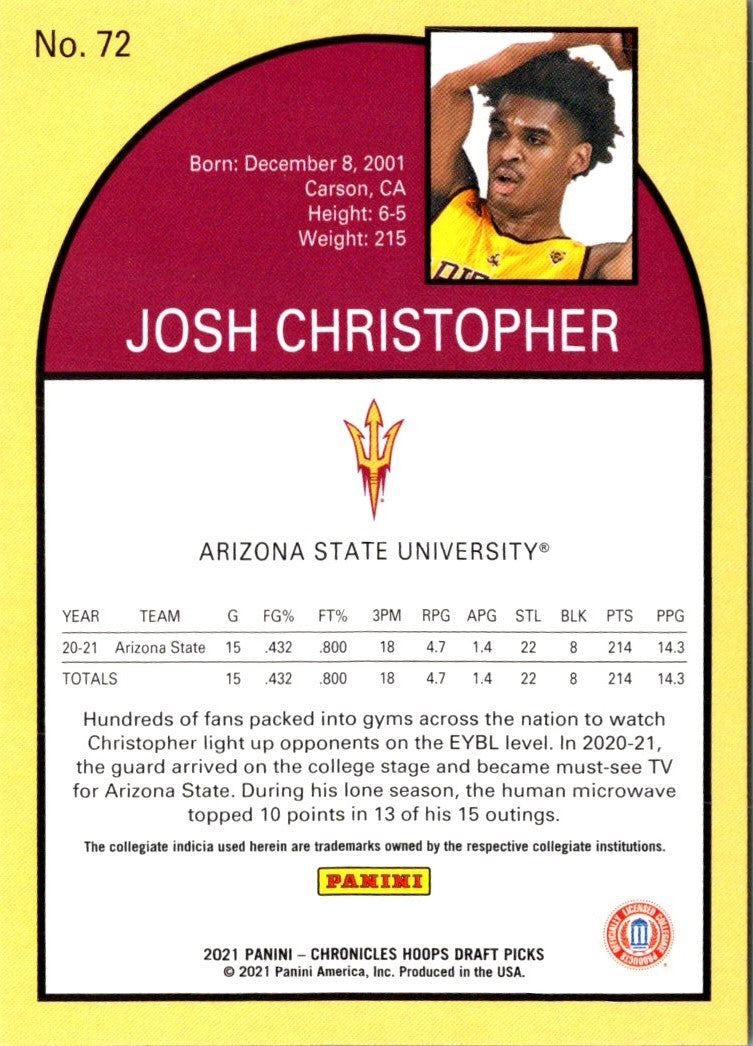 2021 Panini Chronicles Draft Picks Pink Josh Christopher