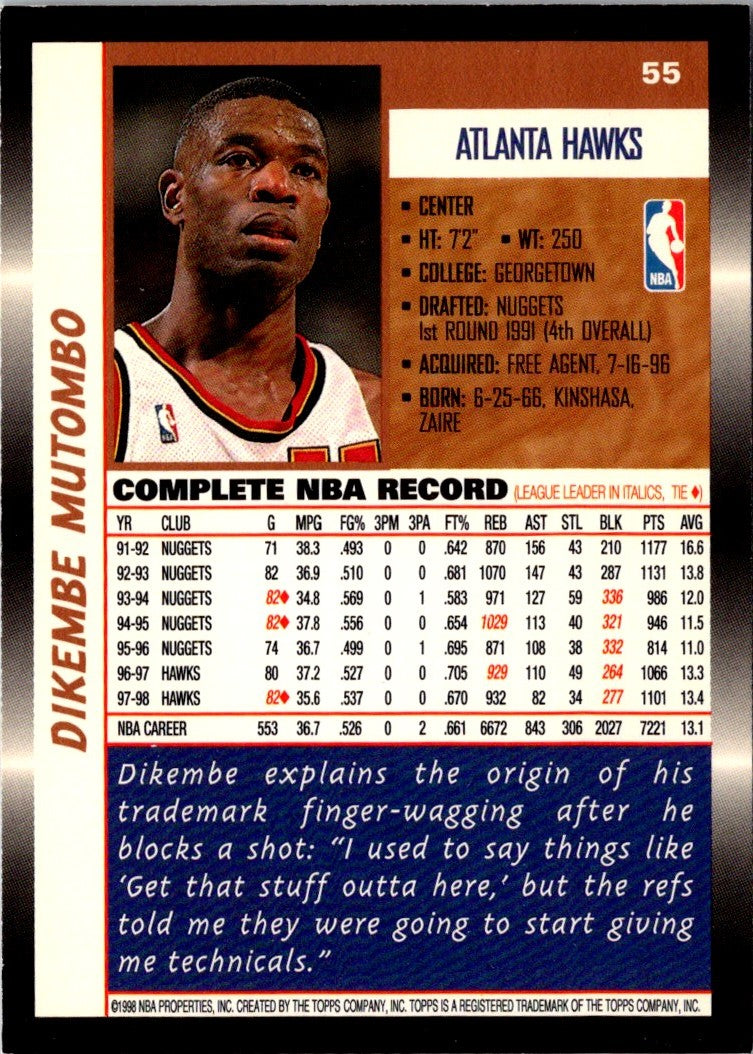 1998 Topps Dikembe Mutombo