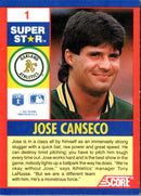 1991 Score 100 Superstars Jose Canseco