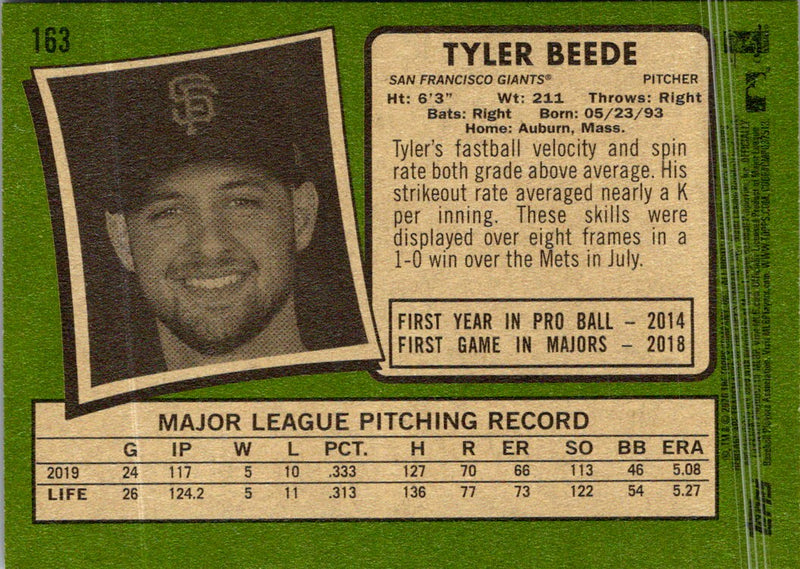 2020 Topps Heritage Tyler Beede