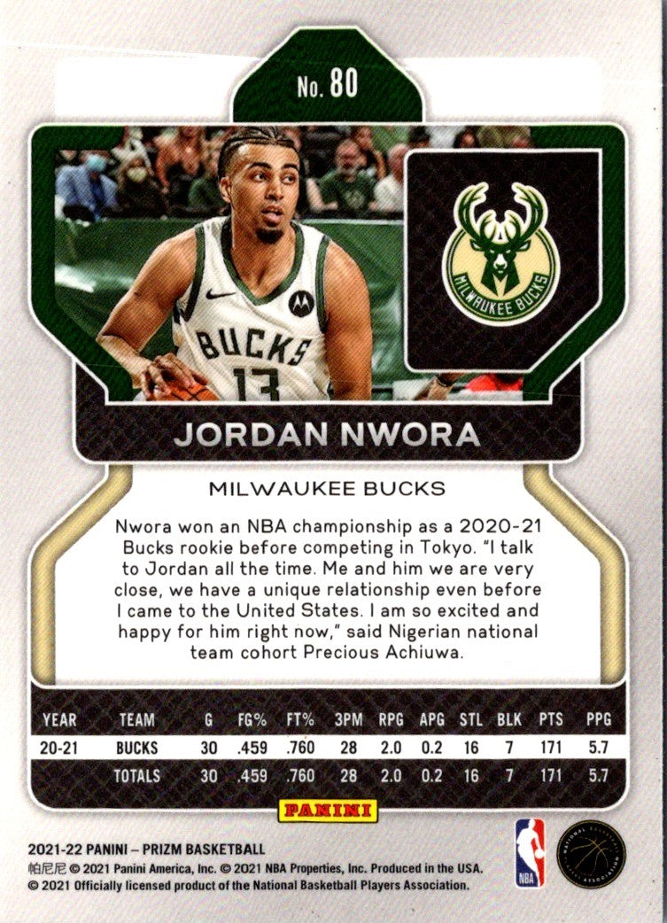 2021 Panini Prizm Blue Jordan Nwora