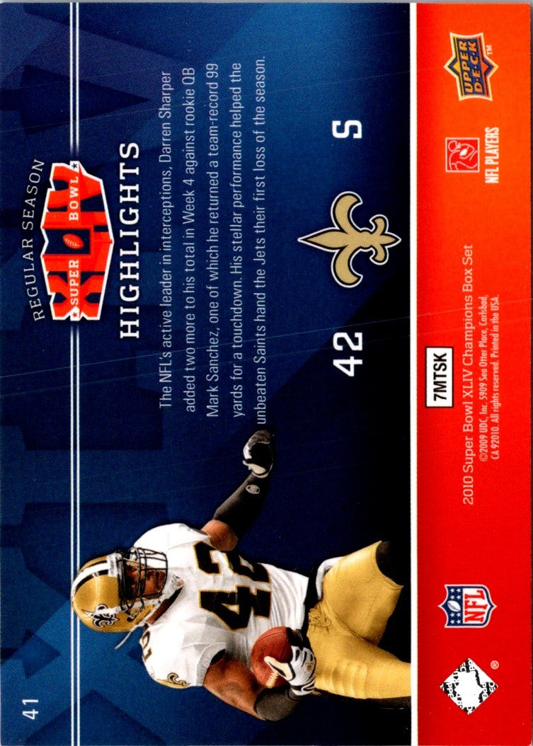 2010 Upper Deck Super Bowl XLIV Darren Sharper