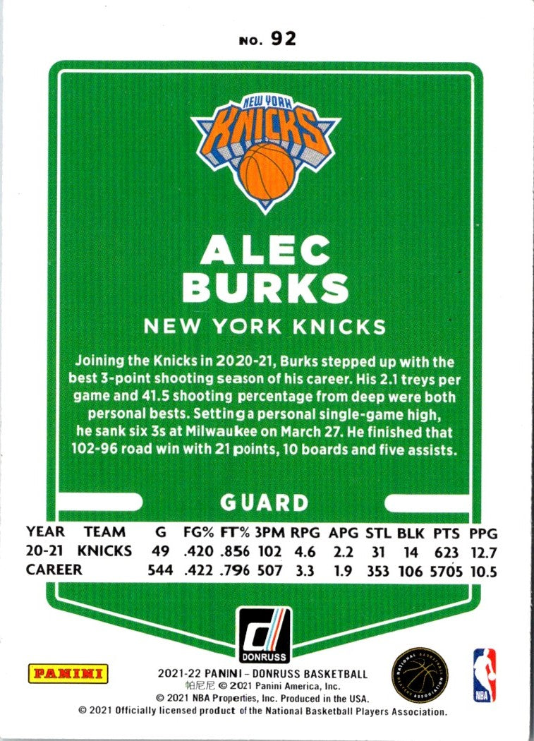 2021 Donruss Alec Burks