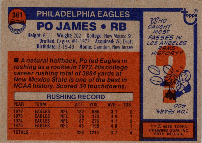 1976 Topps Po James