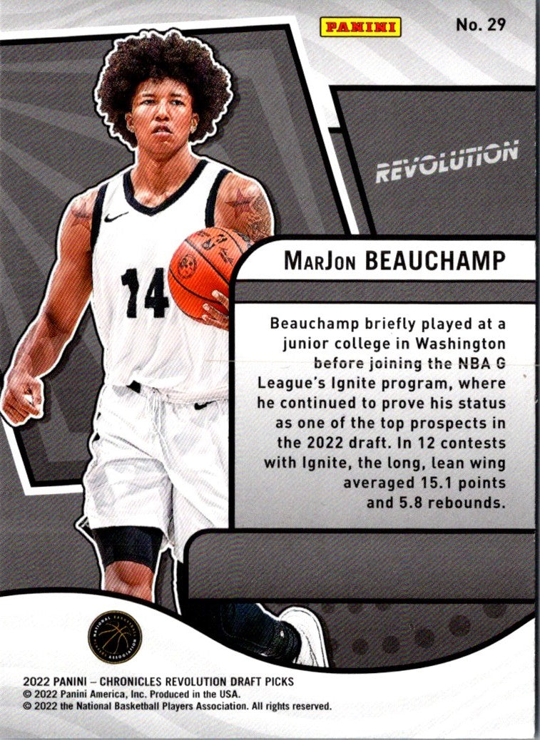 2022 Panini Chronicles Draft Picks Revolution MarJon Beauchamp