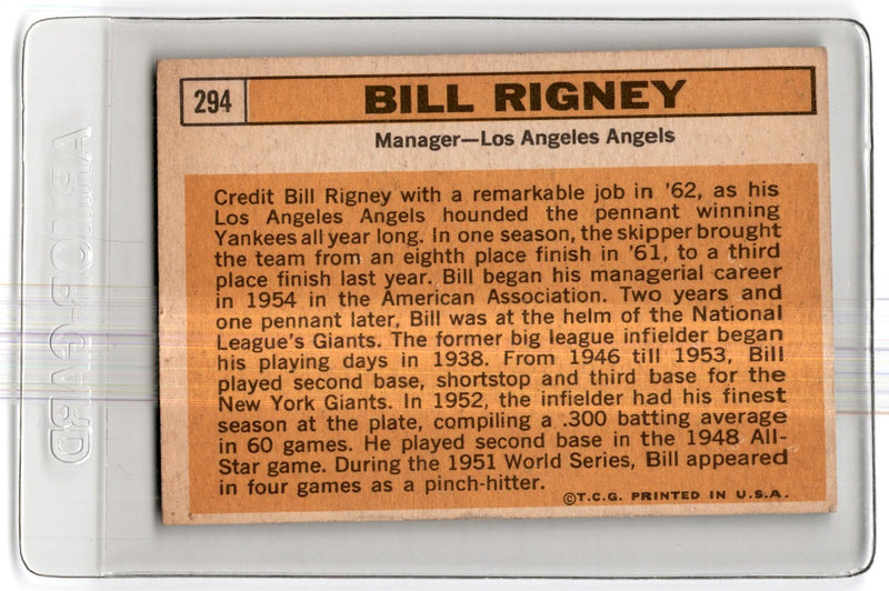 1963 Topps Bill Rigney