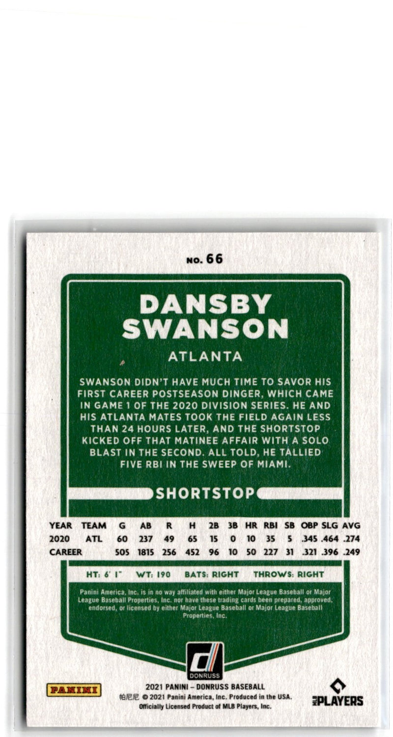 2021 Donruss Holo Blue Dansby Swanson