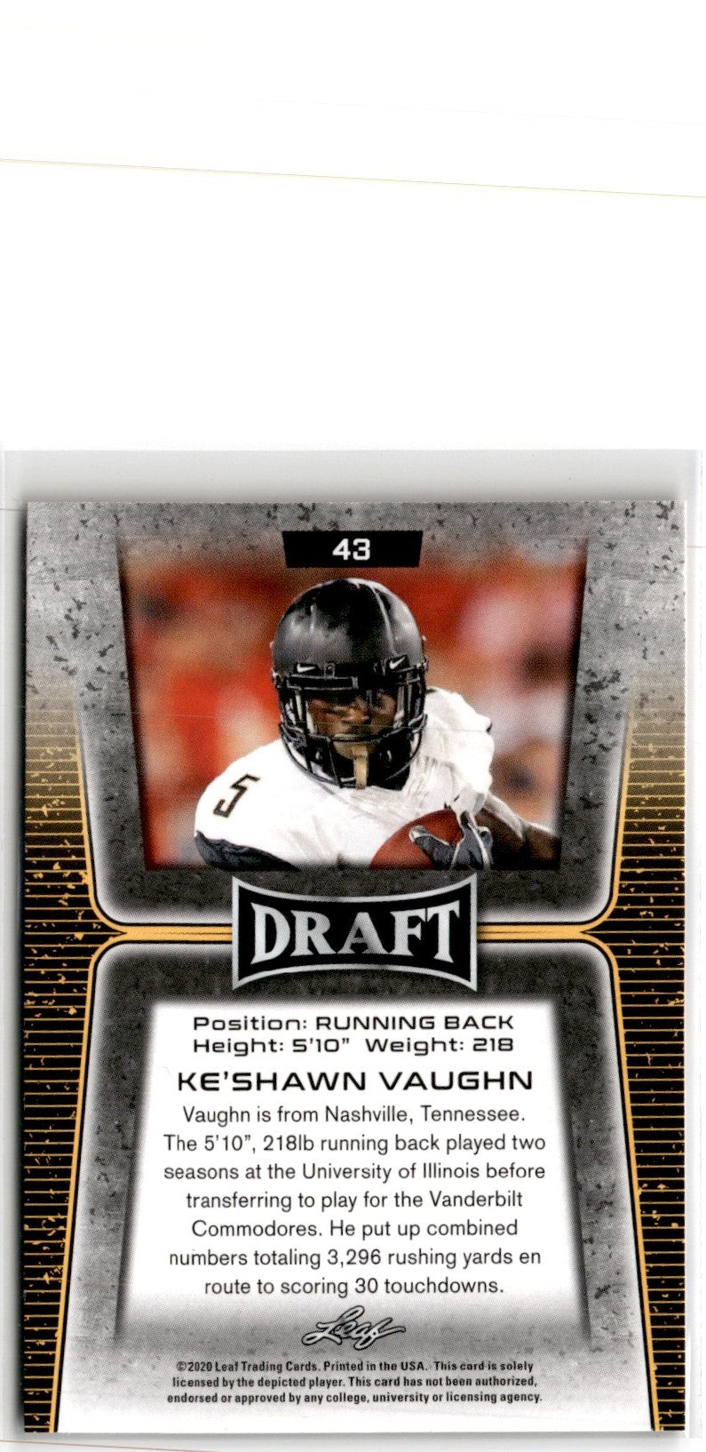 2020 Leaf Draft Ke'Shawn Vaughn