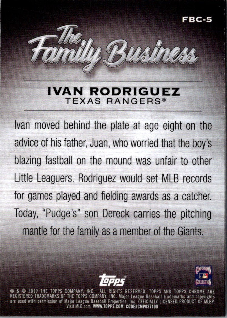 2019 Topps Chrome Update Edition The Family Business Ivan Rodriguez