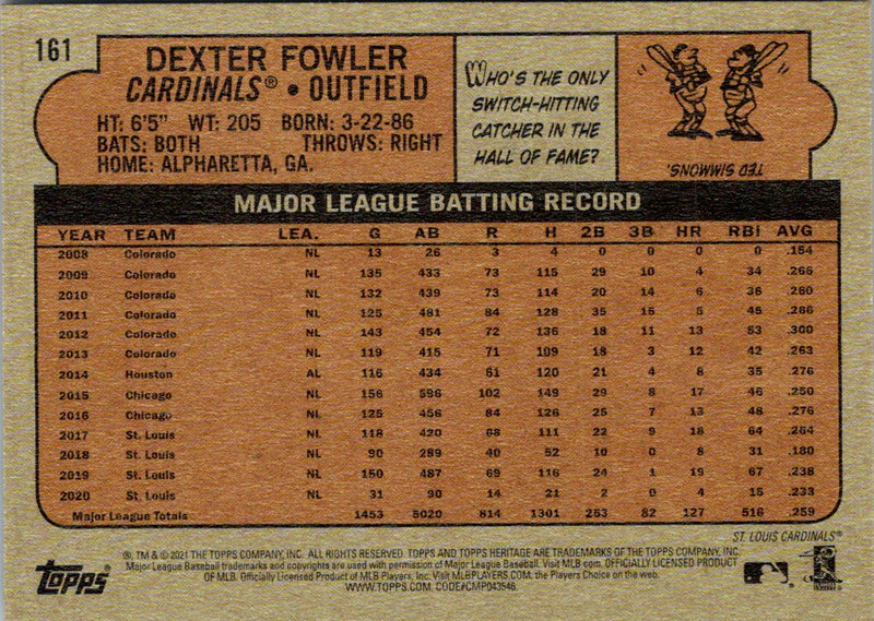 2021 Topps Heritage Dexter Fowler