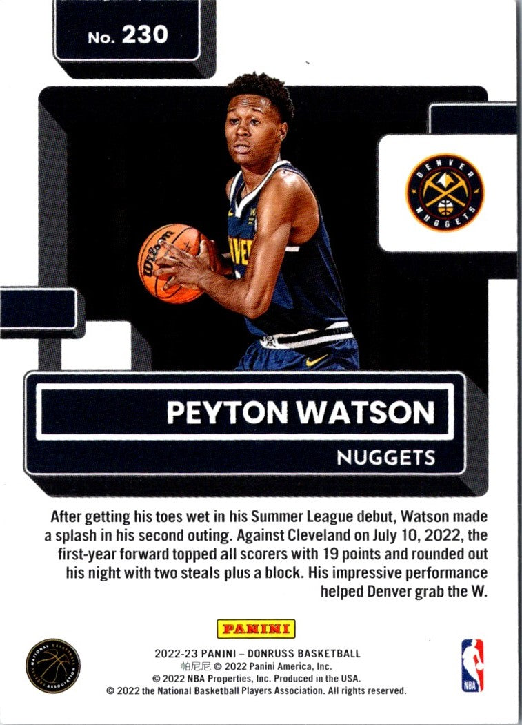 2022 Donruss Rated Rookies Peyton Watson