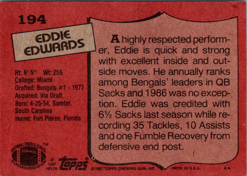 1987 Topps Eddie Edwards
