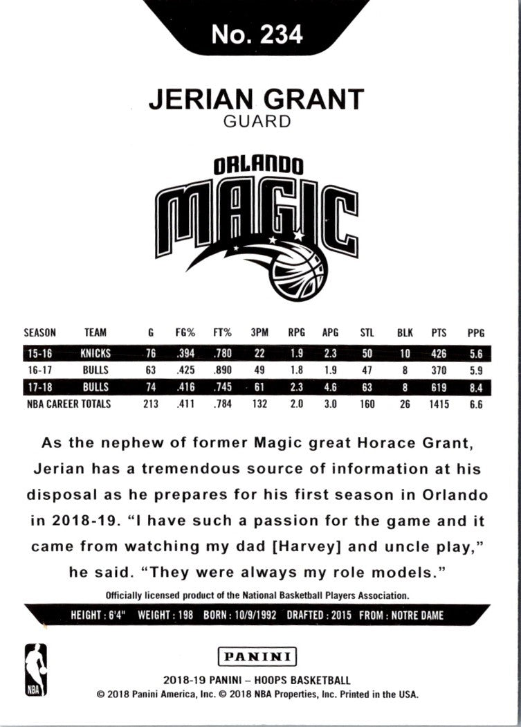 2018 Hoops Blue Jerian Grant