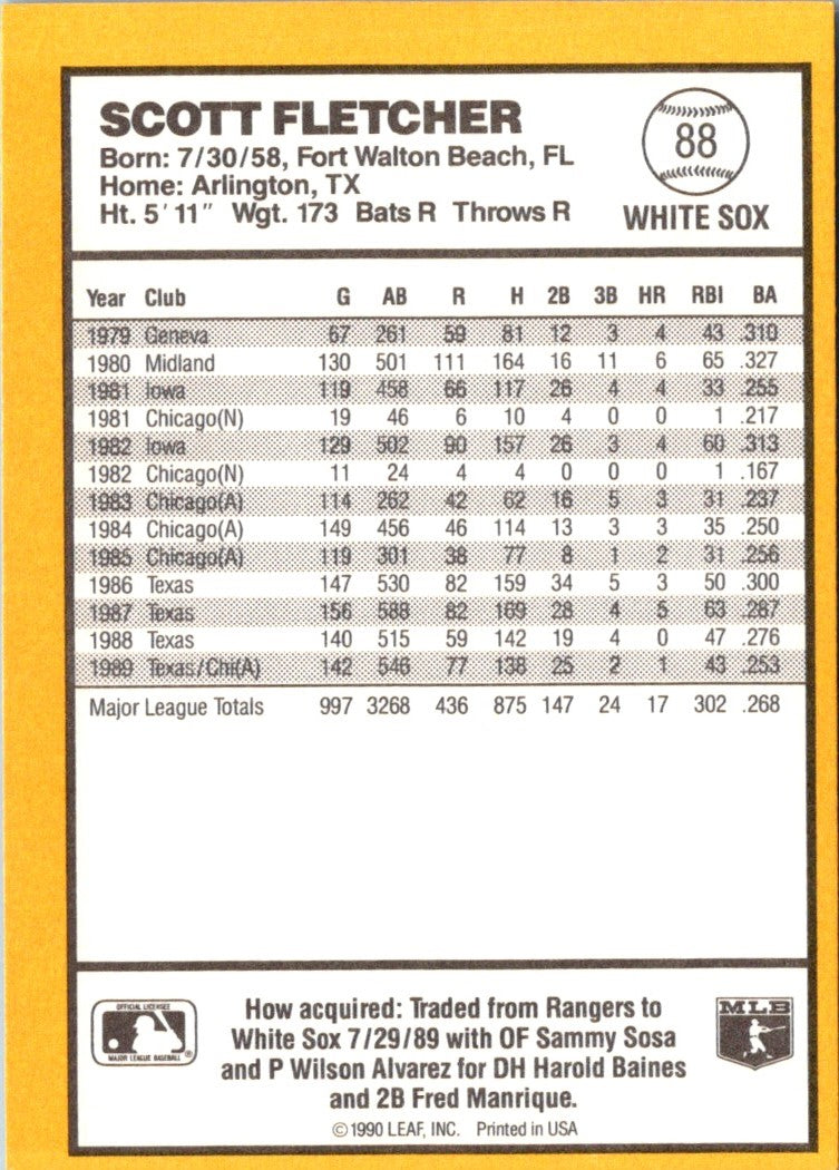 1990 Donruss Best of the AL Scott Fletcher