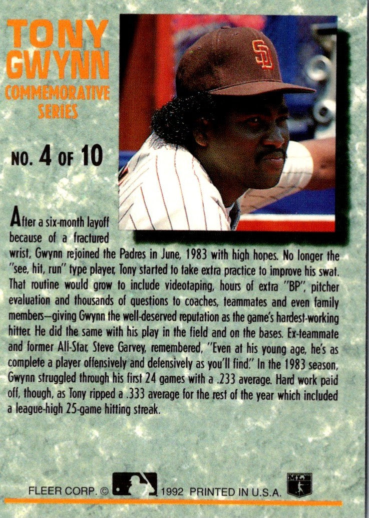 1992 Ultra Tony Gwynn Commemorative Series Tony Gwynn