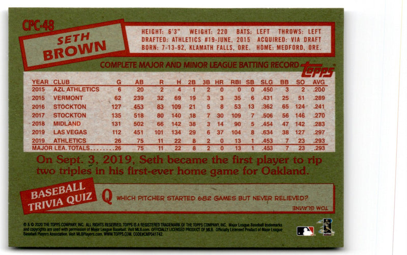 2020 Topps Update 1985 Chrome Silver Pack Seth Brown