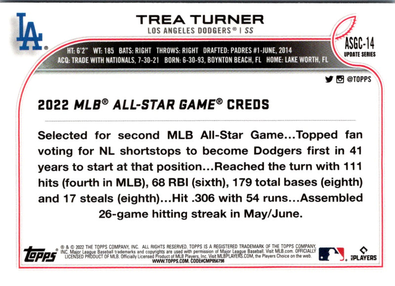 2022 Topps Chrome Update 2022 All-Star Game Trea Turner