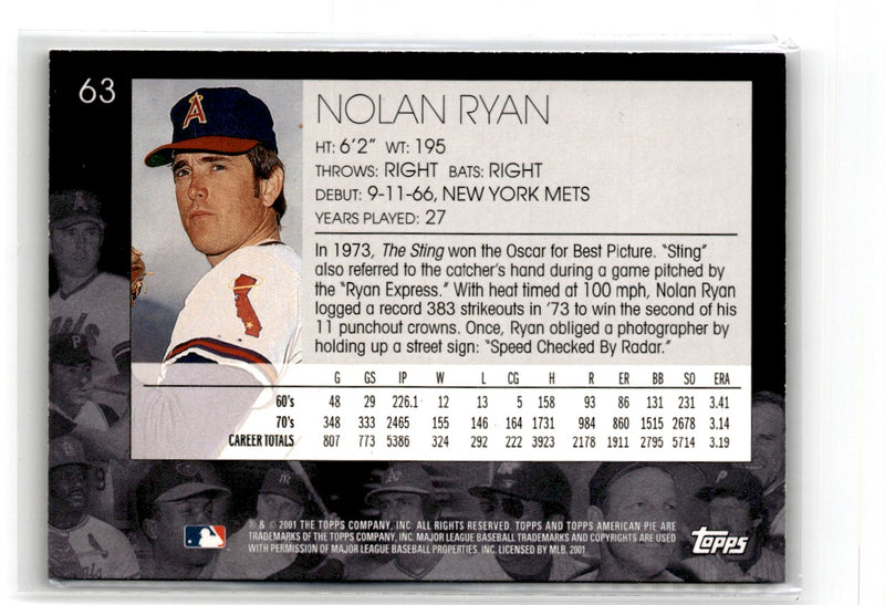 2001 Topps American Pie Nolan Ryan