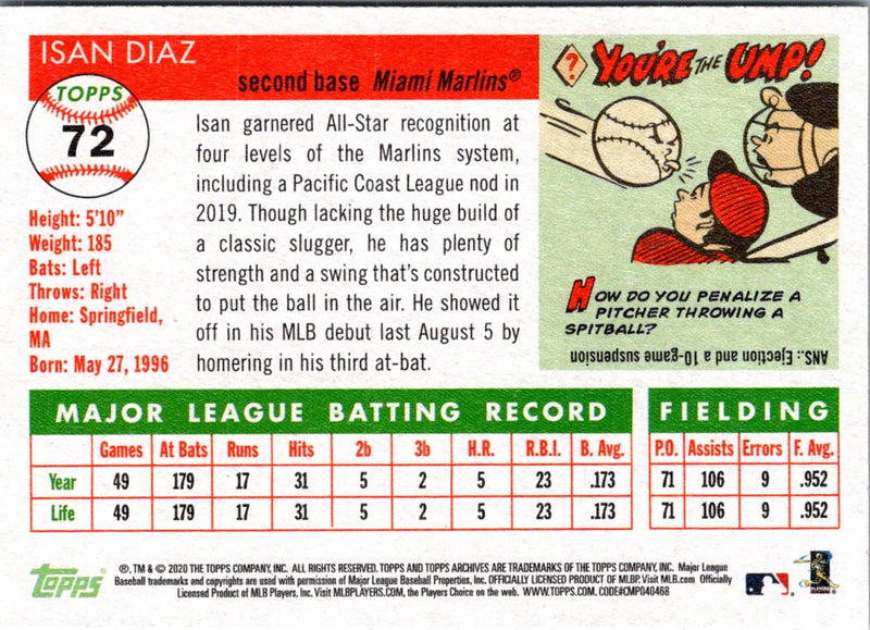 2020 Topps Archives Isan Diaz