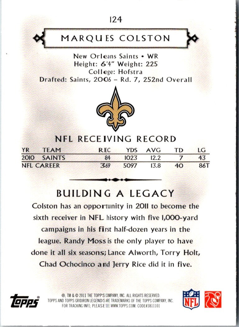 2011 Topps Gridiron Legends Marques Colston