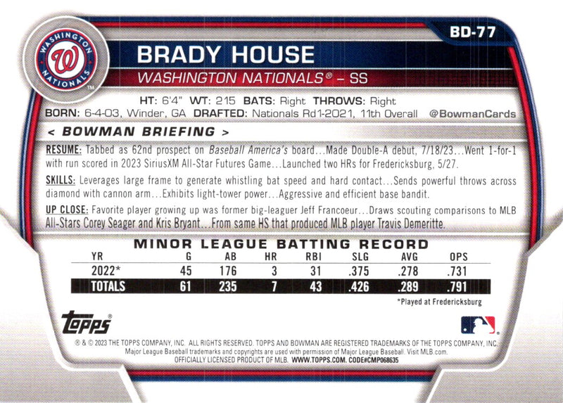 2023 Bowman Draft Brady House