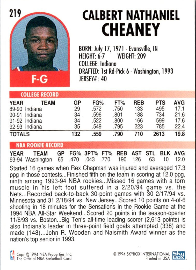 1994 Hoops Calbert Cheaney