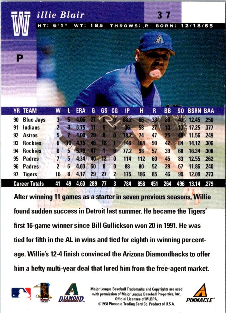 1998 Pinnacle Plus Willie Blair