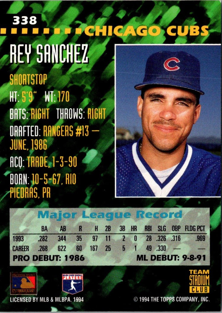 1994 Stadium Club Team Rey Sanchez