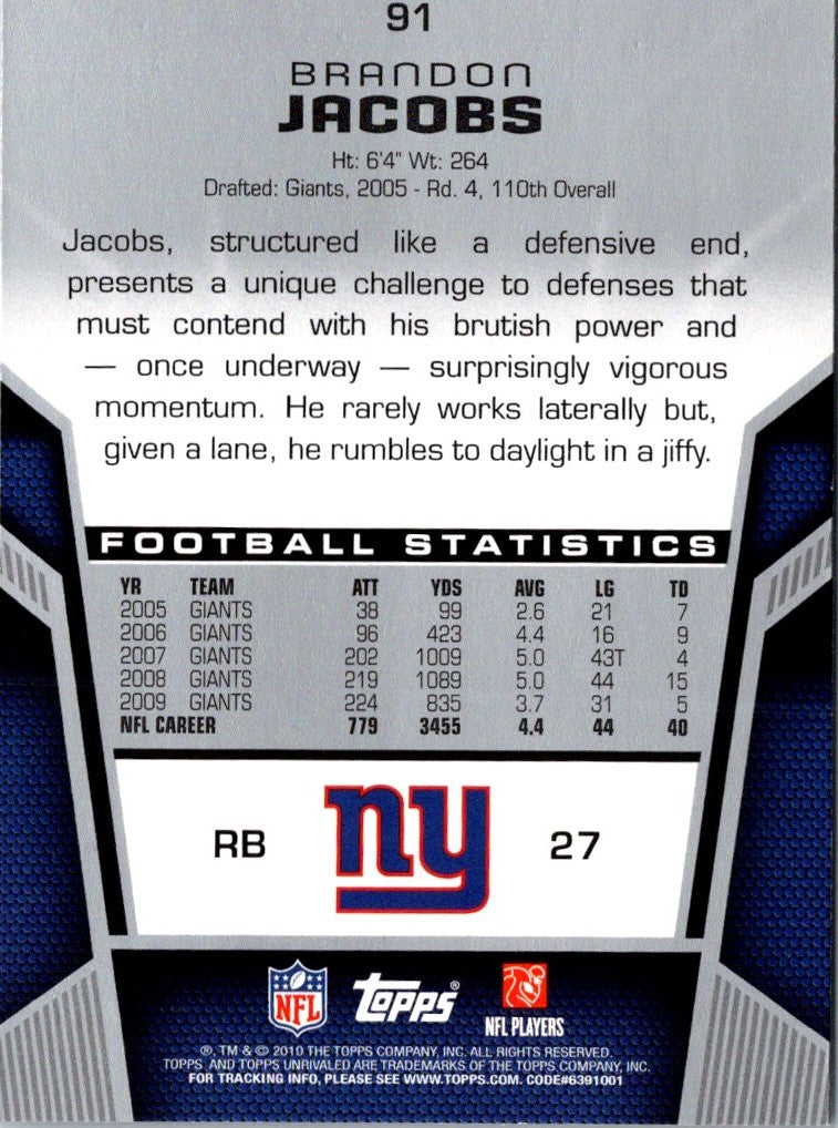 2010 Topps Unrivaled Brandon Jacobs