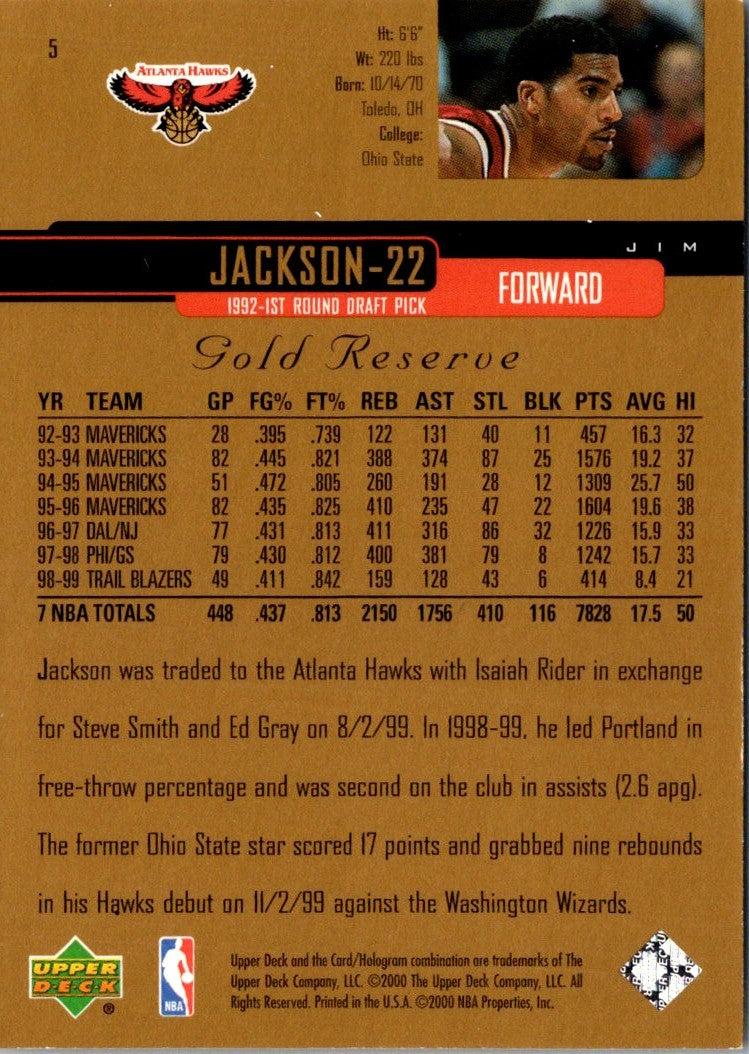 1999 Upper Deck Gold Reserve Jim Jackson