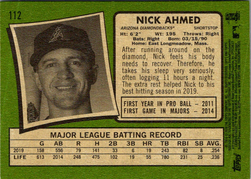 2020 Topps Heritage Nick Ahmed