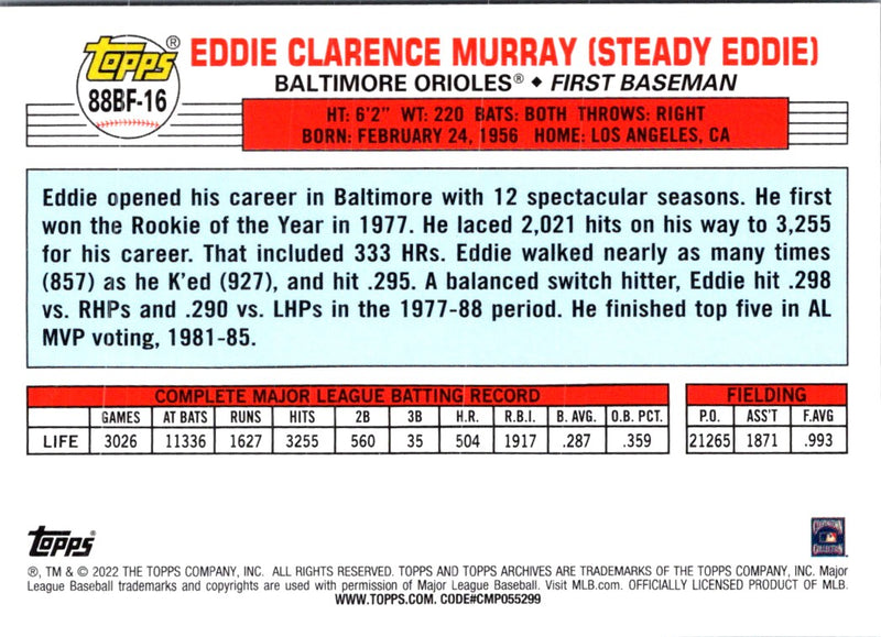 2022 Topps Eddie Murray