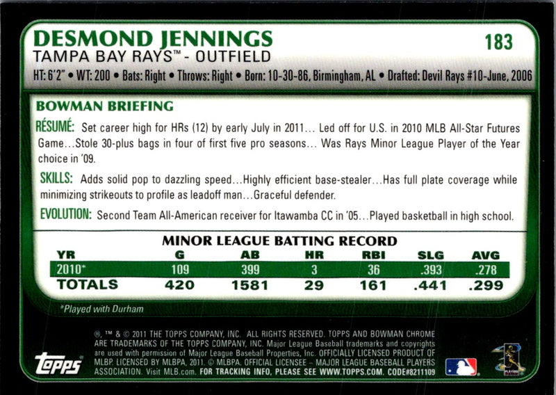 2011 Bowman Chrome Desmond Jennings