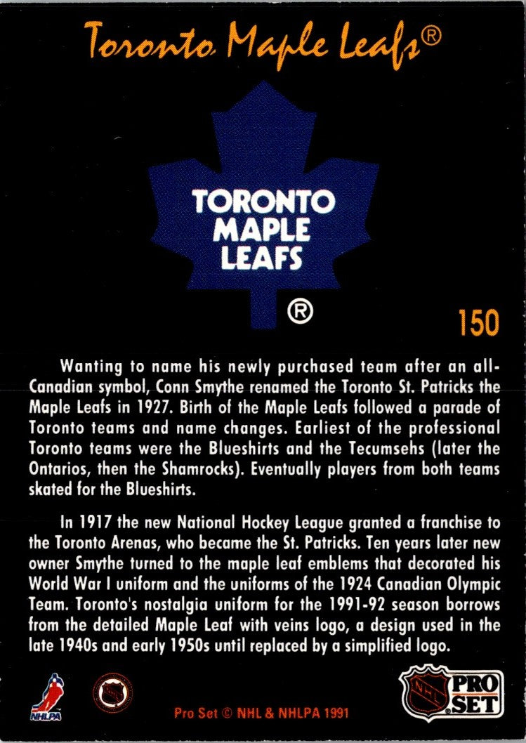 1991 Pro Set Platinum Toronto Maple Leafs