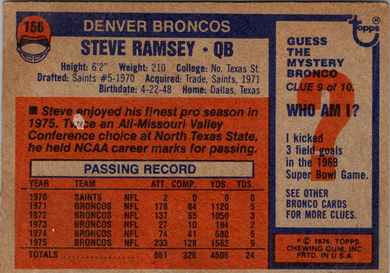 1976 Topps Steve Ramsey