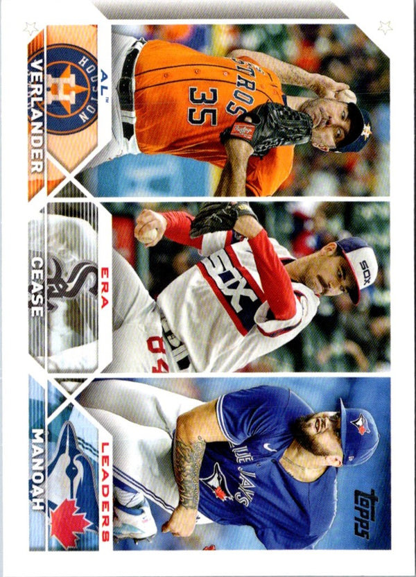 2023 Topps AL ERA Leaders (Justin Verlander/Dylan Cease/Alek Manoah) LL #311