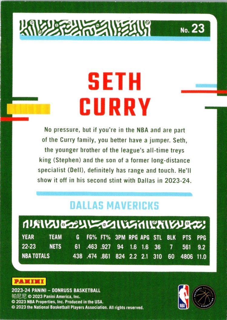 2023 Donruss Seth Curry