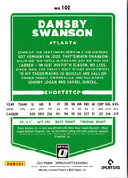 2021 Donruss Optic Carolina Blue & White Dansby Swanson #102