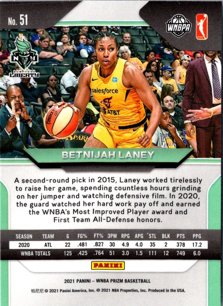 2021 Panini Prizm WNBA Betnijah Laney