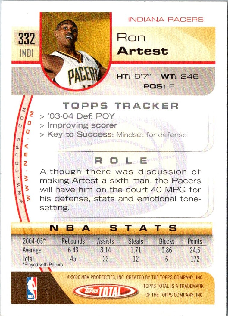 2005 Topps Total Ron Artest